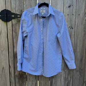 Joseph A Bank 1905 Small Blue Gingham with Design sz 15 1/2 - 33